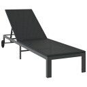 Solseng med Hjul Svart Poly Rattan