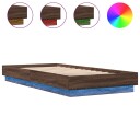  Sengeramme med LED-lys brun eik 100x200 cm 8721012285637