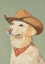 Cowboy Golden Retriever Plakat Plakat / 40x50cm