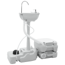 Camping Toalett Set 2 pcs Grå og hvit Høy densitet Polyetylen