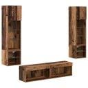  TV Vegg enhet med LED  stripelys 6 pcs Gamle tre Konstruert tre