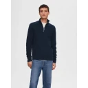 Selected Slhdane Ls Knit Structure Half Zip Noos - Navy - S