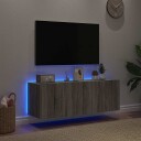 vidaXL Vegghengte TV-benker med LED 2 stk grå sonoma 60x35x41 cm 8721012258976