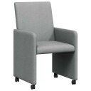  Spisebordsstoler med hjul 2 pcs Lysegrå 57 x 66 x 94 cm stoff