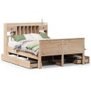  Seng med bokhylle uten madrass 140x190 cm heltre furu 8721158383723