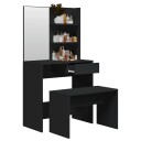 Sminkebordsett svart 74,5x40x141 cm 8720287100829