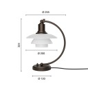 Louis Poulsen PH 2/2 Luna Bordlampe Aged Brass/Opal Glass