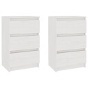 vidaXL Nattbord 2 stk 40x29,5x64 cm heltre furu hvit