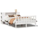  Seng med bokhylle uten madrass hvit 160x200 cm heltre furu 8721158608789