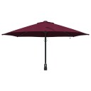  Veggmontert Hageparasoll med LED lamper Bordeaux Rød 248 cm