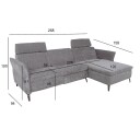 Hjørnesofa HOME4YOU Dayton elektrisk recliner Lys grå Høyre hjørne   lysegrå