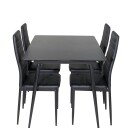 Silar Spisegruppe Forlengningsbar 120 cm Rektangulær med 4 Slim Stoler - Sort