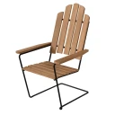 Grythyttan Stålmöbler A3 solstol ubehandlet teak/svart