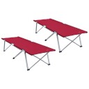 Sammenleggbar camping seng 2 pcs Rød 194 x 62,5 x 42,5 cm