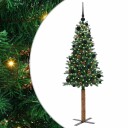  Slim juletre med 150 LED grønn 150 cm PVC og Massivt Furu tre