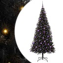  Juletre med 300 LED med stativ Svart 210 cm PVC
