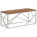  Salongbord sølv rustfritt stål og heltre akasie 8720287199212