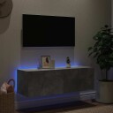 vidaXL Vegghengt TV-benk med LED-lys betonggrå 100x35x31 cm 8721012258822