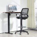 Ergonomisk kontorstol med justerbar fotstøtte grå netting