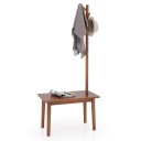 3 i 1 sidebord laget av klesstativ i massivt tre med skobenk 76 x 43 x 168 cm brun