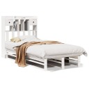  Seng med bokhylle uten madrass hvit 90x200 cm heltre furu