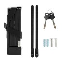 Rockbros sammenleggbar sykkellås 88 cm / sammenleggbar sykkellås / sykkellås med nøkkel - Svart