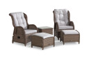 Cafésett Marcus med 2 Reclinerlenestoler m Pute   Natur