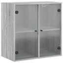  Veggskap med glassdører grå sonoma 68x37x68,5 cm 8721012214453