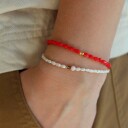 Stine A Jewelry Miss Paris Bracelet Boheme Gullfarge Rød 170 mm