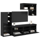  TV Vegg Enheter Veggmontert 6 pcs Svart Eik Konstruert tre