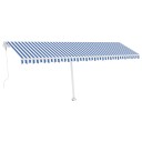 vidaXL Automatisk markise med vindsensor og LED 600x300 cm blå og hvit