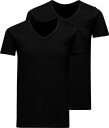 Jack & Jones Jacbasic V Neck Tee Ss 2 Pack Noos   BLACK   XXL