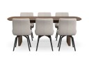 Richeto spisegruppe røkt eik 210 cm med 6 Mora snurrestoler - Røkt eik/mørkbeige