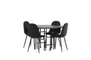 Venture Home Spisegruppe Hamnka 115 cm Rund med 4 Nicci Stoler Svart