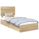  Seng med Oppbevaring Sonoma eik 90 x 200 cm Konstruert tre