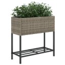  Plantekasser med hylle 2 stk grå 70x28x70 cm polyrotting
