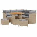 vidaXL Hagesofa Set 8 stk. 5-Antall seter Beige og lys grå polyrotting