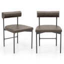 Spisestoler sett med 2 – grått PVC skinn ergonomisk design