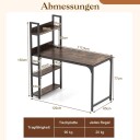 Skrivebord med ladestasjon og åpen bokhylle – brun