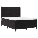  Box Spring Seng med Madrass & LED Svart 160x200 cm Fløyel