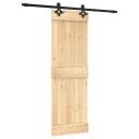  Skyvedør Naturlig og svart 70 x 210 cm Massiv Furu Tre