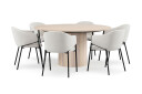 Bark Kopparbo Rundt Spisebord 150 cm med 6 Filip Spisestoler   Hvit / Hvit Bouclé