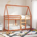   Barneseng med tak voksbrun 80x200 cm heltre furu 3282083 3282083