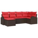 vidaXL Sofa sett 6 stk. Brun og rød polyrotting