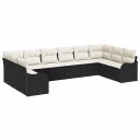 vidaXL Hagesofa Set Svart 344 x 177,5 x 85 cm polyrotting