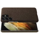 KSQ Stoffbelagt Samsung Galaxy S22 Ultra 5G Plast Deksel Brun