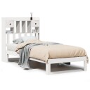  Seng med bokhylle uten madrass hvit 90x200 cm heltre furu