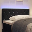  LED Hodegavl Krystallknapp Tuftet Svart 90 cm Fløyel