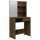 vidaXL Sminkebord med speil brun eik 74,5x40x141 cm