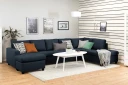 Crazy 5 seters Høyrevendt U formet X Large Sofa med Divan og Sjeselong i Stoff   Blå